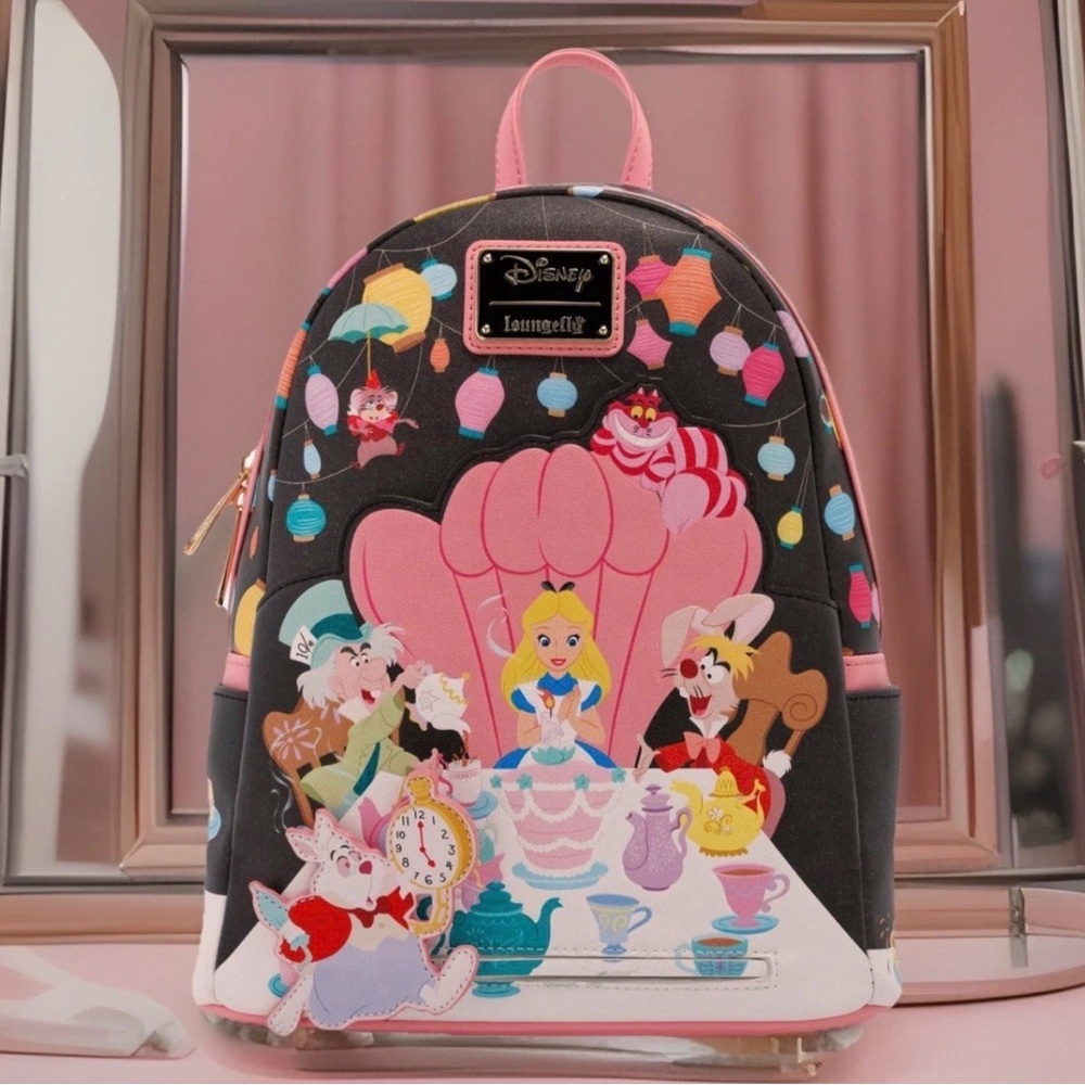 NEW Loungefly Disney ALICE in Wonderland Merry Unbirthday Tea Party Backpack Bag